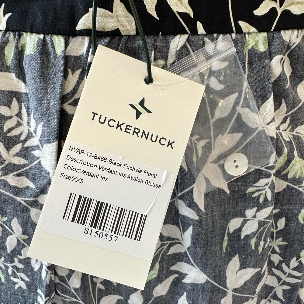 NWT Tuckernuck Women’s Cotton Preppy Floral Verdant Iris Avalon Blouse XXS - Picture 11 of 13